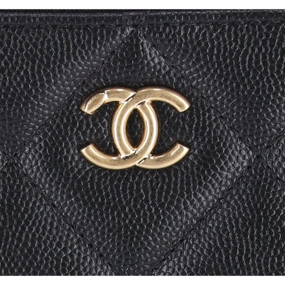 CHANEL Matelasse Clutch Bag Quilted Zip Pouch Black Caviar Leather Full Set - Picture 9 of 9
